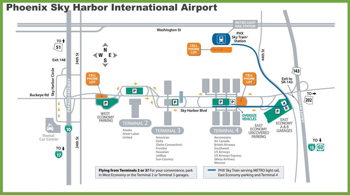 แผนที่ของฟีนิกซ์สนามบิน
